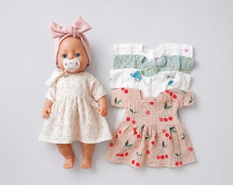Jurkje van mousseline voor een Baby Born pop van 43 cm - diverse prints