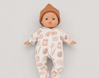 28 cm Minikane soft body doll clothes - kawaii bakery print doll pajamas