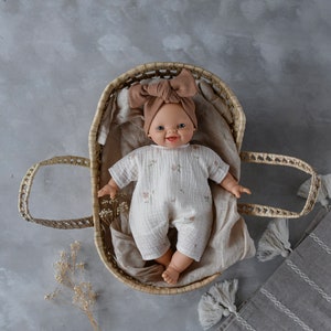 5 kinds of patterns 28 cm soft body Minikane Double gauze rompers Vêtement poupée paola reina 28, gender neutral toy Light roses