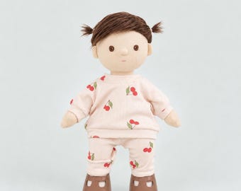 Dinkum doll clothes also fit Baby born 36 cm, sweatshirt and pants cherries print