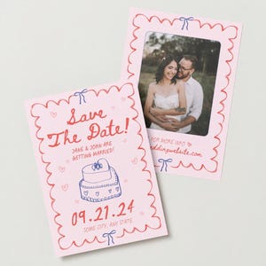 Editable 5x7 Save the Date Template, Retro Hand-Drawn Wedding Card Design, Instant Download, DIY Printable for Personalized Wedding Invite