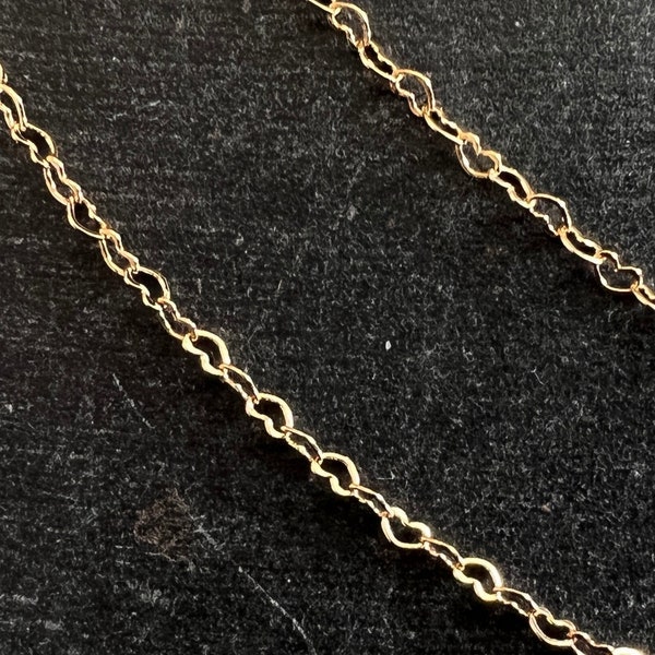 18" Chain 18K Gold Plated Heart Link Chain Necklace Chain Dainty Chain Small Chain Lobster Clasp Adjustable Gold Heart Chain Necklace (2A)