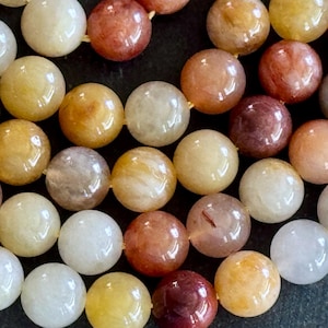 10mm Natural Topaz Jade Gemstone Beads (9 Beads) Smooth Round Stone Beads Jade Beads Natural Untreated Gemstone Yellow Orange Jade (004)