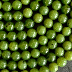 8mm Canadian Jade Nephrite Stone Beads Natural Untreated Moss Green Jade Gemstone (8 Beads) Jade Stone Beads, Genuine Jade Green Gemstone