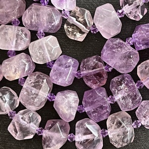 Large Purple Amethyst Nugget Bead, 15-18mm Faceted Amethyst Nugget Large Purple Stone Bead (3 Beads) Lavender Purple Gemstone (425)