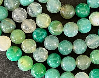 Grade A Green Fire Agate Semi-precious Gemstone Round Beads - 4mm 6mm 8mm 10mm e