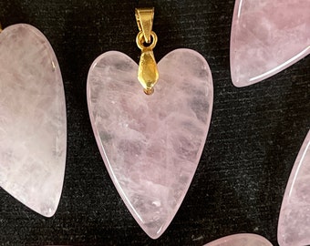 30mm Designer Cut Rose Quartz Heart Pendant Natural Gemstone Pendant 30x20x7mm Designer Cut Stone Luxe Pale Pink Stone Heart (1 pendant)