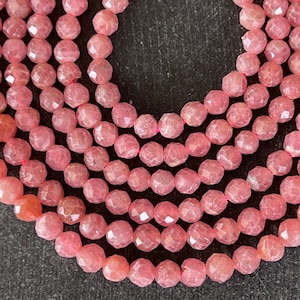 4mm A+ Rhodochrosite Gemstone Beads Grade A+ Pink Stone Beads (10 beads) Faceted Stone Beads Gemstone Beads Natural, Untreated Stone (07B)