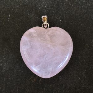25mm Puffed Pale Pink Rose Quartz Stone Heart Pendant Gemstone Stone Pendant 25x25x11mm Rose Quartz Pendant Pink Stone Heart Pendant (PH2)