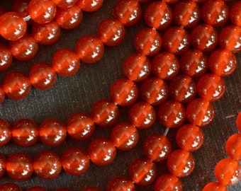 6mm Carnelian Beads, Grade A Stone Beads, Smooth, Shiny Round Beads Orange Stone Beads (12 beads) Gemstone Beads
