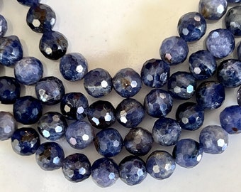 6mm Iolite, Cordierite, Dichroite Beads, Untreated Gemstone Beads, Round Blue Violet Stone Beads (6 beads) Gemstone Beads