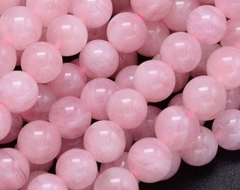 10mm Madagascar Rose Quartz AA Grade Smooth Stone Beads Natural Gemstone (8 beads) Pale Pink Gemstone, Natural Quartz Light Pink Stone Beads