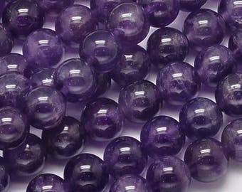 8mm Amethyst Beads Natural Purple Amethyst Round Smooth Stone Beads Purple Gemstone Beads (10 beads) Gemstone Jewelry Making