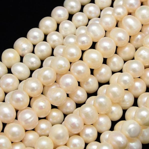 8-9mm A Freshwater Pearls Grade A Beads (12 Beads) Natural Color Creamy White 8-9mm Potato Natural Freshwater Pearls, Real Pearl
