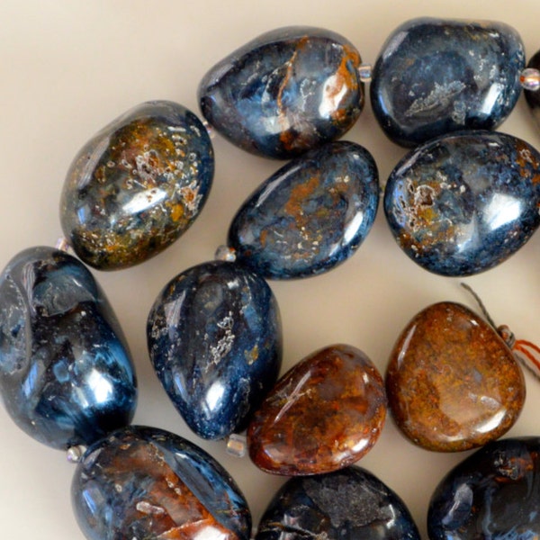 Tumbled Pietersite Stone Beads, Stone Nugget Beads, Stone Beads, 4 Beads, Stone, Gemstone 24x14x11mm Blue Red Yellow White Stone Beads Fancy