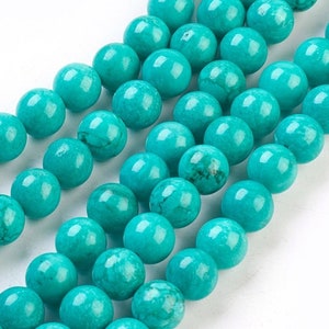 8mm Turquoise Gemstone Beads Round Turquoise Stone Beads  (10 Beads) Dyed Howlite Stone Turquoise Blue Stone Beads