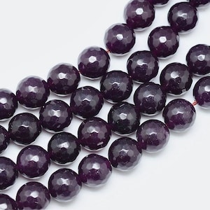 8mm Jade Gemstone Beads (12 Beads) Faceted Round Stone Beads Jade Beads Purple Jade, Dyed Jade, Candy Jade Jewelry Making Beading (#20)