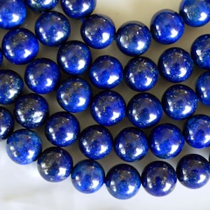 10mm, Lapis Lazuli Beads,  Blue Gemstone Beads, Lapis (7 Beads) Blue Stone Beads, Natural Stone Beads Dark Blue Gemstone