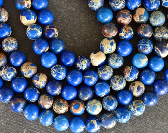 loose semi precious stone beads 8mm 10mm 15/'/' strand round dyed blue jasper gemstone beads natural blue impression jasper beads