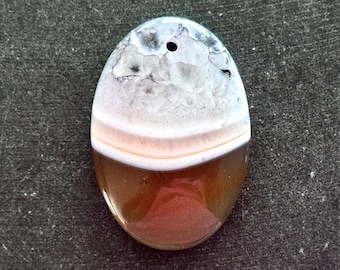 43mm Agate Pendant Druzy Geode Agate P43x30x7mm Dyed Stone Orange, White Agate Slice Stone Pendant Oval Stone Pendant Jewelry Pendant (68)
