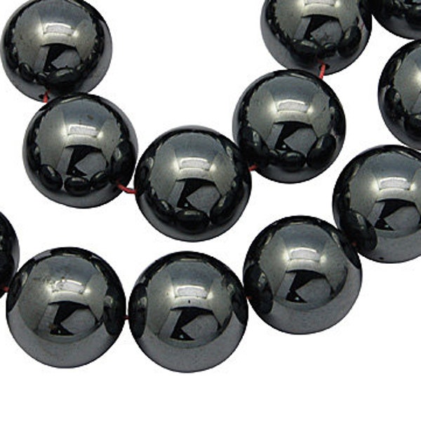 6mm AA Black Hematite Stone Beads Round Gemstone (15 beads) Dark Gray Metallic Small Stone Beads Natural Stone Beads