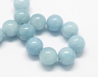 6mm Jade Beads Light Blue Gemstone Beads Pale Blue Stone Beads 14