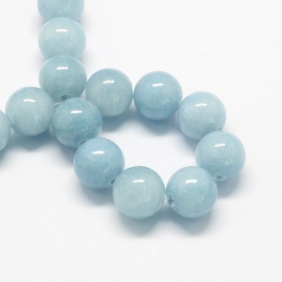 6mm Jade Beads Light Blue Gemstone Beads, Pale Blue Stone Beads 14 Beads  Gemstone Smooth Round Beads Mala Sale 