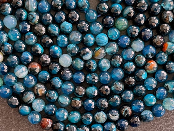 6mm Agate Beads Gemstone 12 Beads Round Faceted Agate Stone Beads