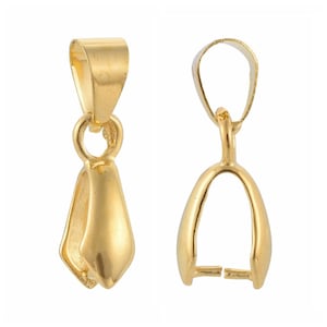 20mm Golden Pinch Bail, Bail Connector (1 bail) Gold Tone Brass Bail, Connector for Pendant Bright Golden Bail (16G)