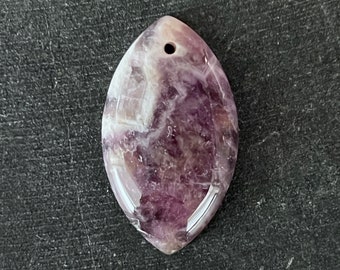 36mm Amethyst Pendant, Natural Purple Gemstone Smooth Amethyst Marquise Stone Pendant Purple 36x20x6mm Amethyst Pendant (781)