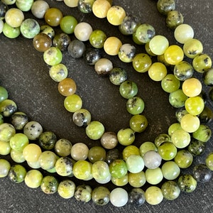 4mm Serpentine Beads Green Gemstone Stone Beads (18 beads) Shades of Green Gemstone Small Green Gemstone Spacer Bead