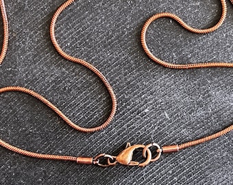 24.6 Copper Necklace Chain Brass Necklace Snake Chain 1mm Chain for Necklace Lobster Clasp Red Copper Slinky Chain Necklace