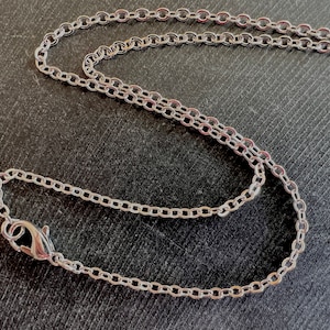 24&quot; Platinum Silver Necklace Chain Silver Necklace Cable Chain  24 inches Chain Necklace Lobster Clasp Platinum Silver Chain Necklace (R9P)
