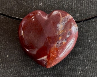 34mm Petrified Wood Stone Pendant Natural Gemstone Pendant 34x34x15mm Natural Stone Red Orange Heart Stone Pendant (172)