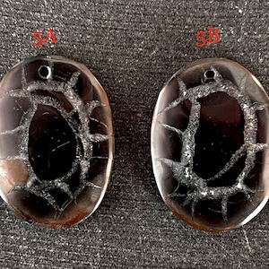 26mm Septarian Gemstone Pendant or Pair 26x19x5mm Designer Cut Natural Gemstone (1 pendant) Brown Black White Freeform Stone Pendant (#5)