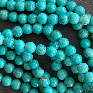 6mm Turquoise Gemstone Beads Round Turquoise Stone Beads (12 Beads) Stone, Gemstone Natural Howlite Dyed Turquoise Stone (966)