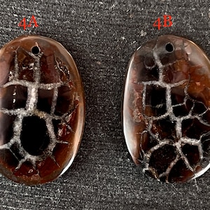 24mm Septarian Gemstone Pendant or Pair 24x17x4mm Designer Cut Natural Gemstone (1 pendant) Brown Black White Freeform Stone Pendant (#4)
