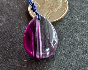 24mm Rainbow Fluorite Teardrop Pendant Purple Gemstone Pendant 24x19x9mm Purple Blue Stone Fluorite Natural Gemstone Fat Teardrop (020)