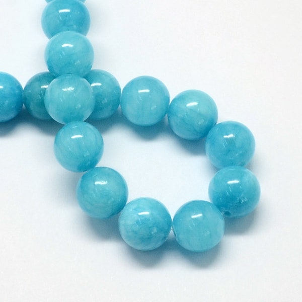 6mm Blue Jade Gemstone Beads Gemstone (14 beads) Smooth Stone Beads, 6mm Round Beads, Turquoise Blue Jade Beads Mala Sale Coupons