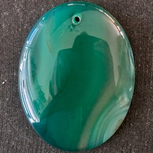 43mm Agate Stone Pendant, Designer Stone Pendant 43x33x7mm Natural Stone, Dyed Green Oval Agate Jewelry Pendant (#6)