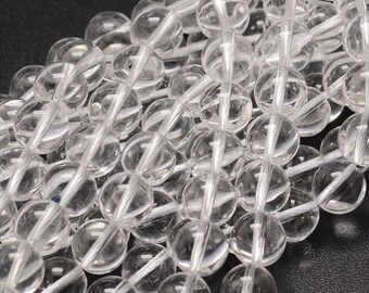 8mm Clear Quartz Crystal Gemstone Smooth Round Stone Beads (8 beads) Clear Crystal Gemstone, Natural Quartz Crystal Clear Beads Luxe