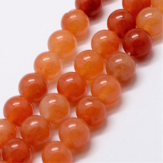 10mm Red Aventurine Gemstone Beads Orange Stone Beads (8 Beads