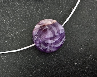 14mm Carved Amethyst Flower Bead 14x8mm Amethyst Focal Bead (1 bead) Purple Lavender Stone Bead Lavender Amethyst Jewelry Making Stone Focal
