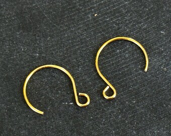 24K Gold Plated Earring Hooks Jewelry Findings (1 pair) Jewelry Making Earrings Shiny Gold Earrings Ear Wires Dangle Earring Wires (216)