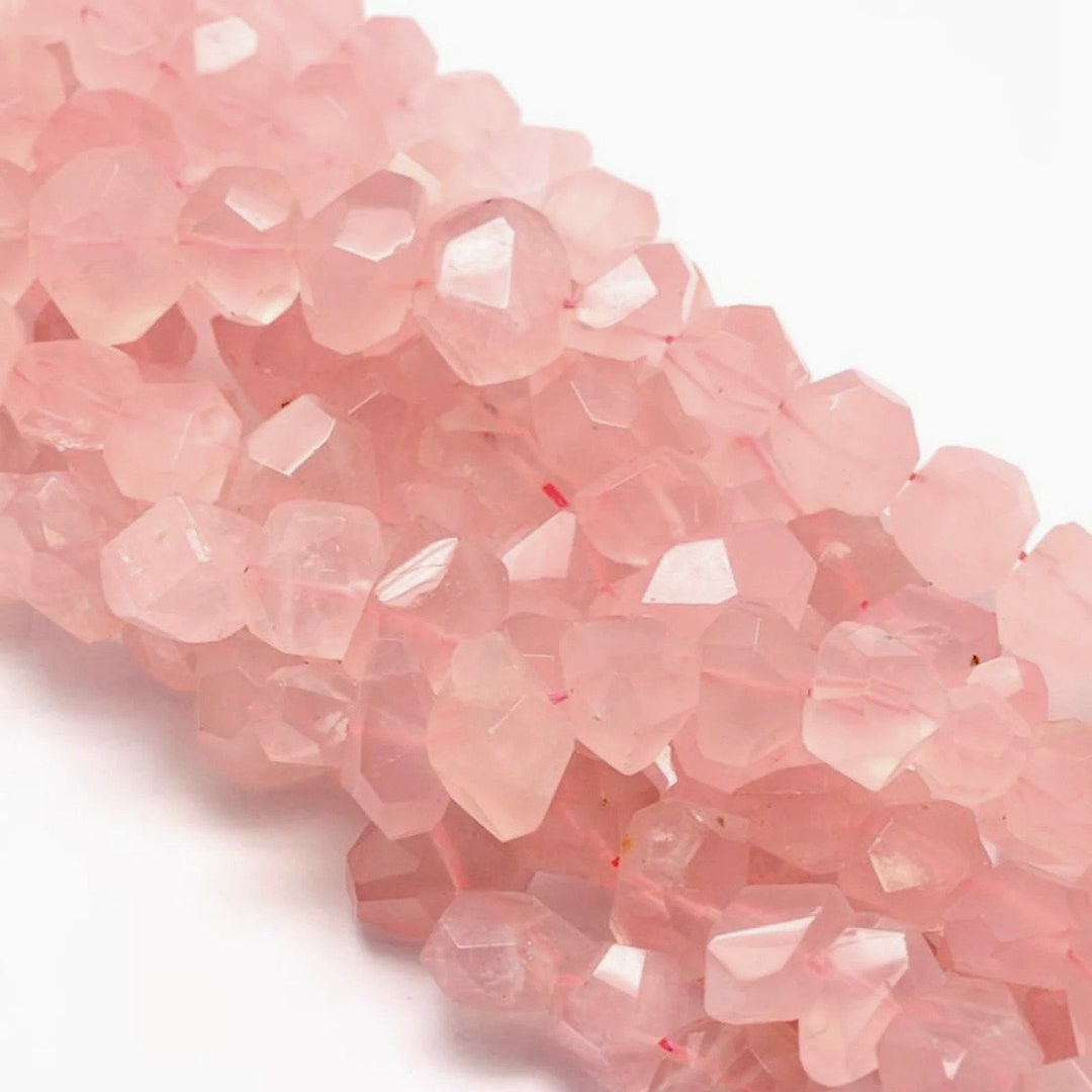 16mm Rose Quartz Stone Bead Stone Faceted Nugget Bead 3 Etsy