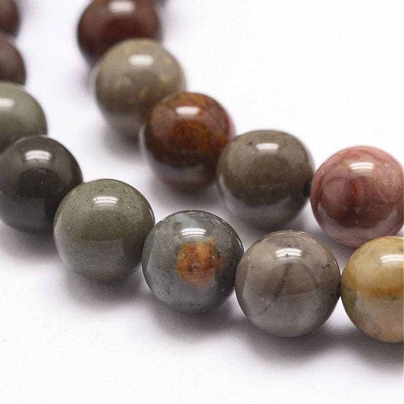 8mm Polychrome Jasper Beads Smooth Gemstone Brown Gray - Etsy