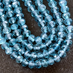 6mm AA Natural Blue Topaz Gemstone Faceted Rondelle Beads 6x4mm Natural Gemstone (6 beads) Blue Topaz Faceted Rondelle Beads Luxe Designer