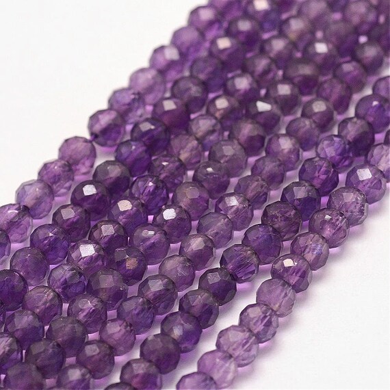 4mm Amethyst Beads, Rondelle Faceted Amethyst, 4x2mm Purple Stone