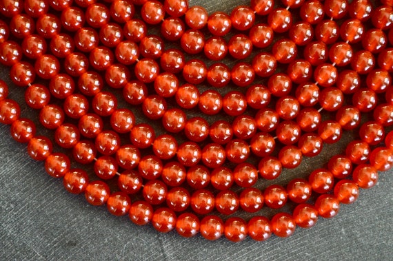 Carnelian Red Agate Beads - 6mm Round  (Smooth & High Polished for Jewelry  Making)