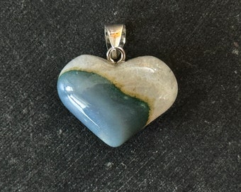 26mm Natural Brazilian Phantom Quartz Puffed Heart Pendant 26x20x12mm Green White Gemstone Heart  Jewelry Necklace Pendant (#3)